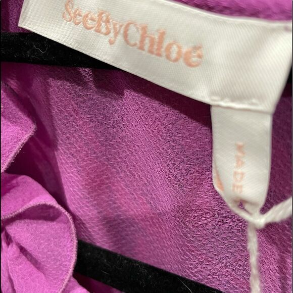SEE BY CHLOE Purple Striking Georgette Top NWT! - Picture 12 of 16